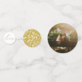 Persoonlijke botanische krans gouden bruiloft tafe confetti (Achterkanten)