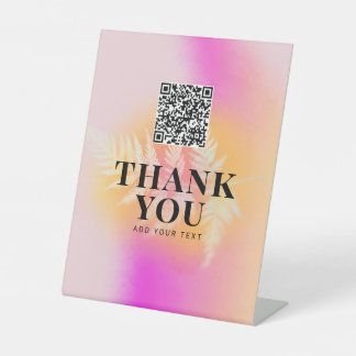 Persoonlijke botanische roze verloop 8x10 QR-code Reclamebord Met Voetstuk