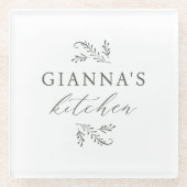 Persoonlijke botanische uw naam keuken glazen onderzetter (Voorkant)