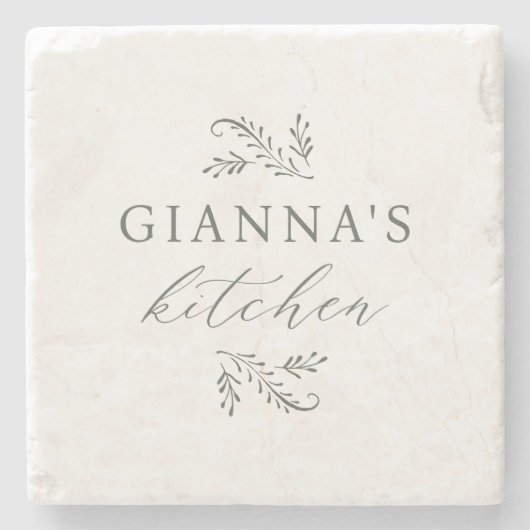 Persoonlijke botanische uw naam keuken stenen onderzetter (Voorkant)