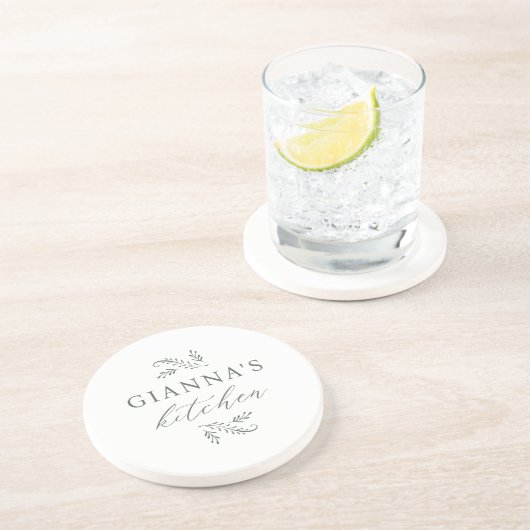 Persoonlijke Botanische Uw Naam Keuken Zandsteen Onderzetter (Zijkant)