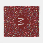 Persoonlijke Bourgogne Floral MONOGRAM Fleece Deken (Voorkant (Horizontaal))