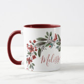 Persoonlijke Bourgogne Floral Monogram Mok (Links)