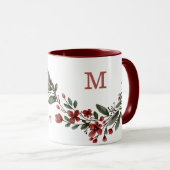 Persoonlijke Bourgogne Floral Monogram Mok (Voorkant rechts)