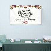 Persoonlijke Bourgogne Floral Wedding Spandoek (Beurs)