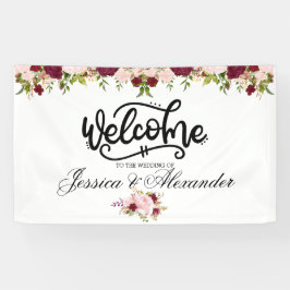 Persoonlijke Bourgogne Floral Wedding Spandoek