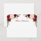 Persoonlijke Bourgogne Waterverf Floral Notitiekaartje (Voorkant / Achterkant)