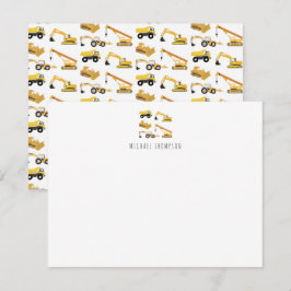Persoonlijke Bouwtrucks Kinderen Notitiekaartje