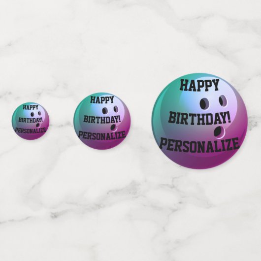 Persoonlijke Bowling Ball Happy Birthday Confetti (Voorkanten)