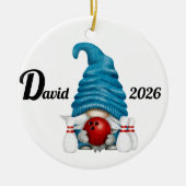 Persoonlijke Bowling Kabouter Kerst  Keramisch Ornament (Voorkant)