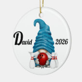 Persoonlijke Bowling Kabouter Kerst  Keramisch Ornament (Links)