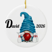 Persoonlijke Bowling Kabouter Kerst  Keramisch Ornament (Achterkant)