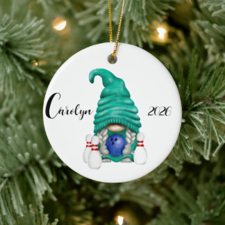 Persoonlijke Bowling Kabouter Kerst Keramisch Ornament