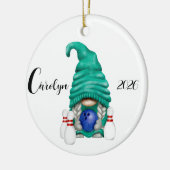 Persoonlijke Bowling Kabouter Kerst Keramisch Ornament (Links)