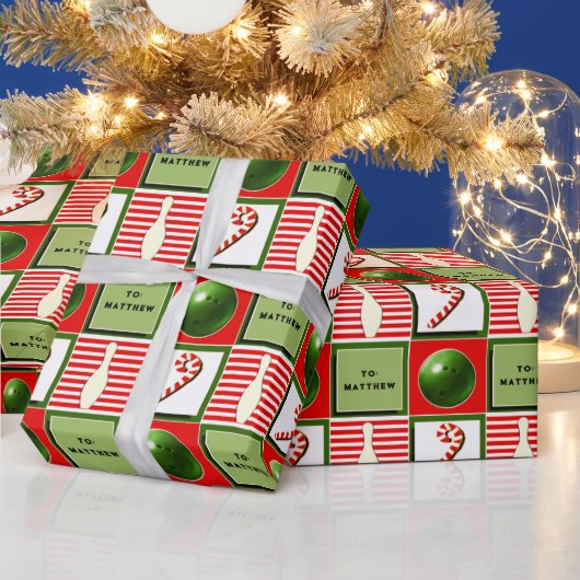 Persoonlijke Bowling Kerstmis Cadeaupapier (Feestdagen)