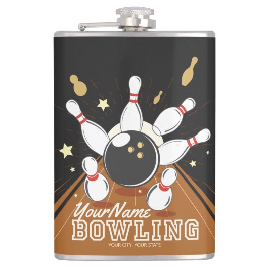 Persoonlijke Bowling Strike Bowlingbanen Ballen en Heupfles (Voorkant)