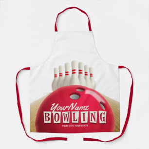 Persoonlijke Bowlingbaan Kegels Retro competitie  Schort