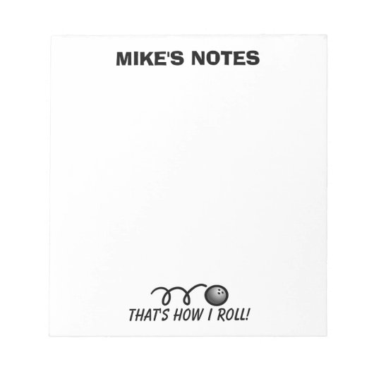 Persoonlijke bowlingbal sjabloon memo schrijven notitieblok (Voorkant)
