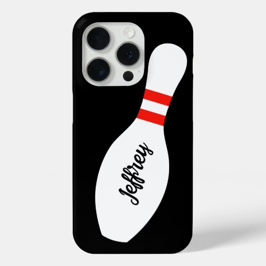 Persoonlijke bowlingpin iPhone 15 pro hoes (Achterkant)