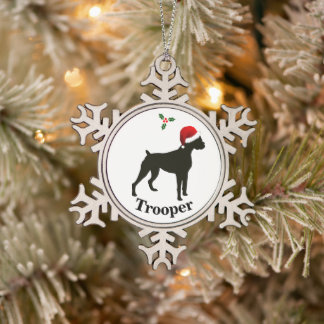 Persoonlijke Boxer Dog Tin Sneeuwvlok Ornament