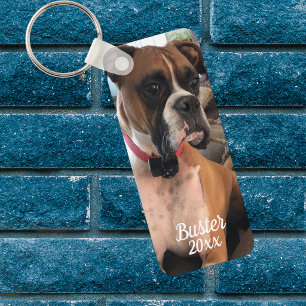 Persoonlijke Boxer Foto   Witte Typografie Persona Sleutelhanger