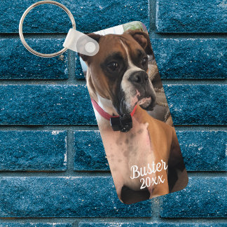 Persoonlijke Boxer Foto   Witte Typografie Persona Sleutelhanger