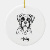 Persoonlijke Boxer Hond Kerstmis Keramisch Ornament (Achterkant)