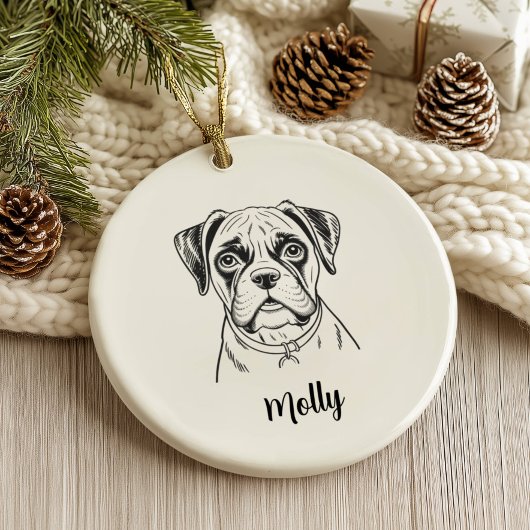Persoonlijke Boxer Hond Kerstmis Keramisch Ornament