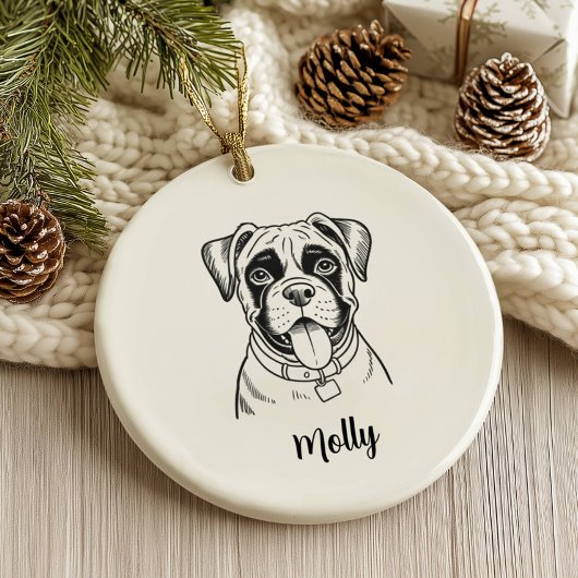 Persoonlijke Boxer Hond Kerstmis Keramisch Ornament