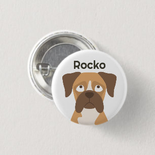 Persoonlijke Boxer Hond Naam Knop, Aangepaste Naam Ronde Button 3,2 Cm
