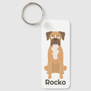 Persoonlijke Boxer-hond-sleutelhanger met eigen na Sleutelhanger