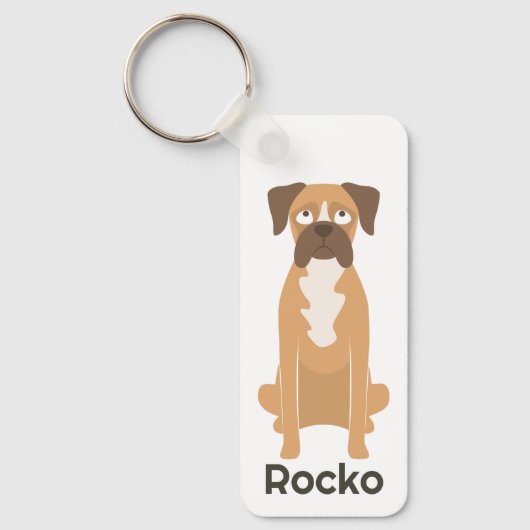 Persoonlijke Boxer-hond-sleutelhanger met eigen na Sleutelhanger (Voorkant)