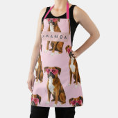Persoonlijke Boxerhond met Roze Hart Bril Schort (Insitu)