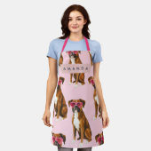 Persoonlijke Boxerhond met Roze Hart Bril Schort (Gedragen)