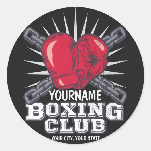 Persoonlijke boxinghandschoenen Vochtkamer Ronde Sticker (Voorkant)