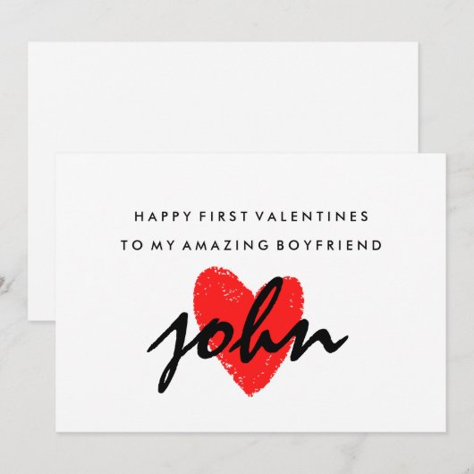 Persoonlijke Boyvriend 1st-Valentijnse kaart (Voorkant / Achterkant)
