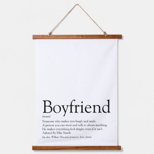 Persoonlijke Boyvriend Definition Quote Hangend Wandkleed (Voorkant)