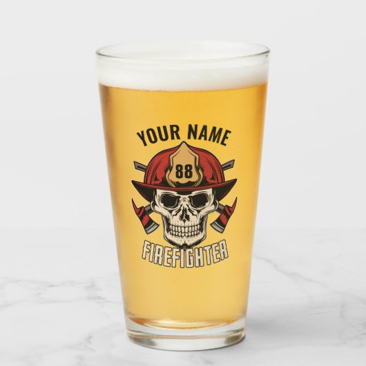 Persoonlijke Brandweer Skull Brandweerman Brandwee Glas (Voorkant gevuld)