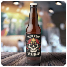 Persoonlijke brandweerman brandblusafdeling bier etiket