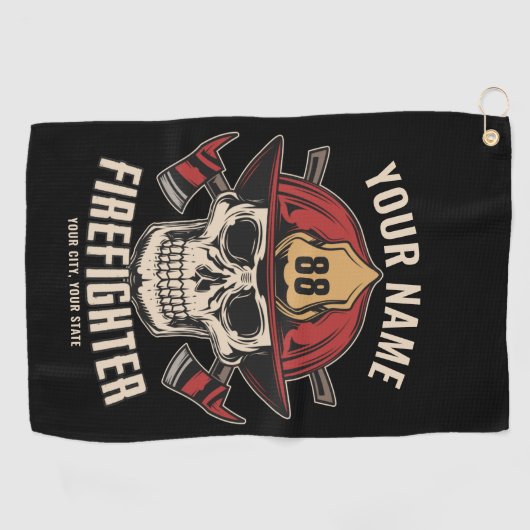 Persoonlijke brandweerman brandblusafdeling golfhanddoek (Horizontaal)