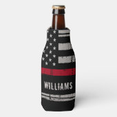 Persoonlijke brandweerman met dunne rode lijn flesjeskoeler (Fles Voorkant)