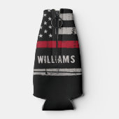 Persoonlijke brandweerman met dunne rode lijn flesjeskoeler (Achterkant)