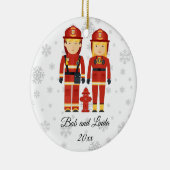 Persoonlijke brandweerman met kerstmis keramisch ornament (Rechts)