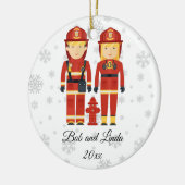 Persoonlijke brandweerman met kerstmis keramisch ornament (Links)