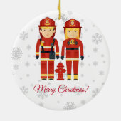 Persoonlijke brandweerman met kerstmis keramisch ornament (Achterkant)