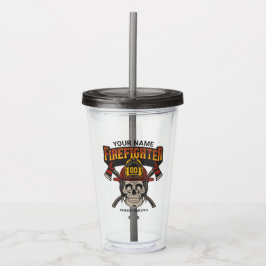 Persoonlijke brandweerman schedel helm bijl brandw acryl drinkbeker