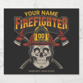 Persoonlijke brandweerman schedel helm bijl brandw bier etiket (Enkel label)