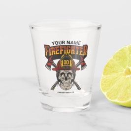 Persoonlijke brandweerman schedel helm bijl brandw shot glas