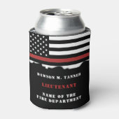 Persoonlijke brandweerman Thin Red Line brandweer  Blikjeskoeler (Blikje Voorkant)