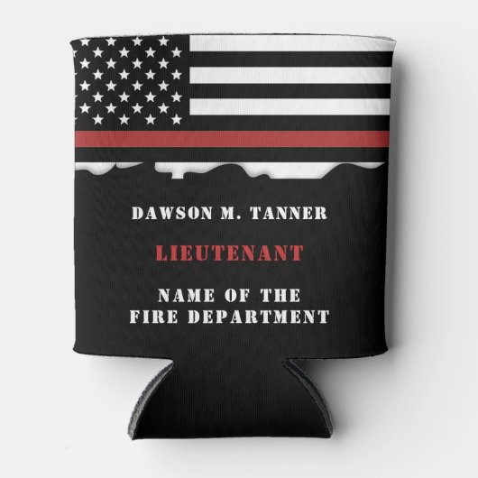 Persoonlijke brandweerman Thin Red Line brandweer  Blikjeskoeler (Voorkant)